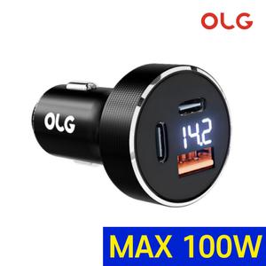 올지 트리플 시거잭 C2 차량용 100W 시가잭 고속 충전기 3구 usb