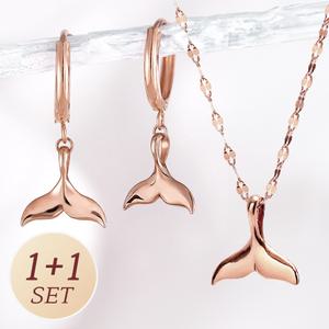 주리에떼 14K 18K 목걸이 귀걸이 로즈골드 데일리 행운의 고래꼬리 여자친구 금 목걸이 원터치 귀걸이 선물