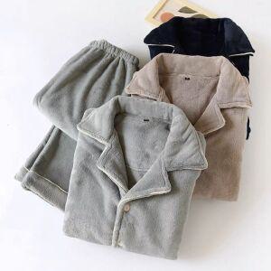 남성용 극세사 무지 수면 잠옷 세트 남자 수면잠옷 TL469