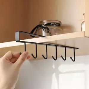 선반 거치식 후크행거 1P  블랙) 선반거치 상부장 조리도구 주방도구 컵걸이 정리대 무타공