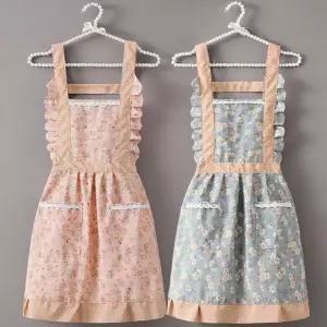 주방 카페  어린이집 플라워 레이스 앞치마