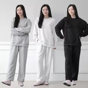 맨투맨 고급 상의+하의 세트 빅사이즈 오버핏 박시 남녀공용 긴팔티 여성 밴딩 팬츠 여자 트레이닝복