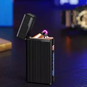 레트로 더블아크 플라즈마 라이터 C타입 충전식 방풍 안전회로 메탈 USB 전기 라이타