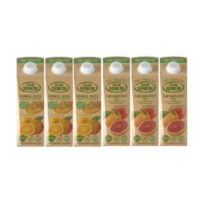 [돈시몬 공식] 100% NFC 착즙주스 1L 오렌지3팩+자몽3팩 총 6팩