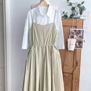 여성 허리스트링 민소매 레이어드 끈나시 원피스 DGB-WDR-4339-연카키