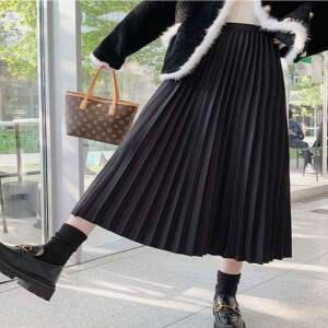 [HS라이프]스커트 치마 여성 여자 2컬러 여리핏 A라인 밴딩 플리츠 주름 롱