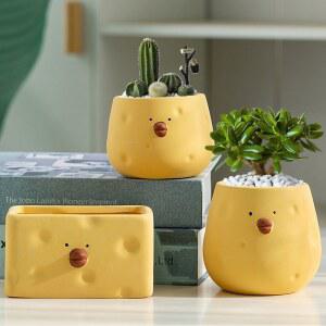 봉마켓 화분 몰드 인테리어 다육식물 오리 3종 귀여운화분 다육이 정원 귀여운 치즈 3개