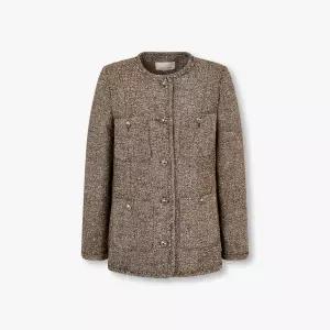 [롯데백화점]보브 프린지 트림 헤링본 하프 자켓7124410504