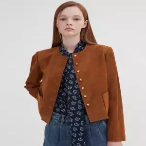 질스튜어트 뉴욕 여성 24FW [스테디셀러] 브라운 포켓 염소가죽 점퍼 WJJU4D700W2