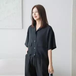 엄마옷 마담4060 반팔 포켓포인트 쿨터치 오리진오픈블라우스-QBL2507036-