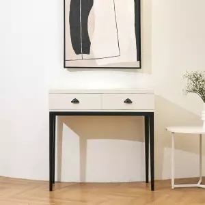 12일 단하루 커피쿠폰 증정(리퍼)비스킷 화이트 원목 화장대 콘솔 800_착