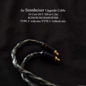 Sennheiser IE200/IE300/IE600/IE900 Type-C 업그레이드 케이블용 16 코어 OCC 실버 도금 HiFi 이어폰 와이
