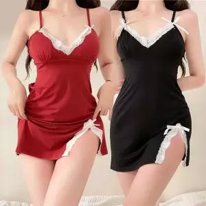 시즈올 레이스 트임 여성 슬립웨어 여자 섹시 란제리 이벤트 속옷 나시 슬립 원피스 캡내장 잠옷 SK15