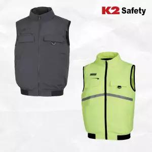 K2 SAFETY 에어윈드베스트2(차콜,옐로우) 선풍기 아이스팩 장착 형광 쿨링 조