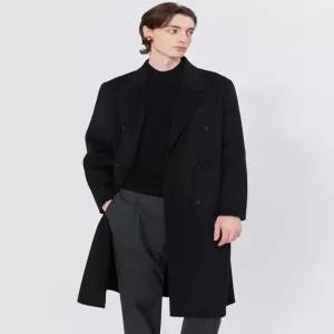 질 스튜어트 뉴욕 남성 24FW [스테디셀러] 블랙 캐시미어 블렌드 핸드메이드 더블 코트 WYCO4D202BK