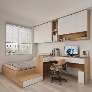 일체형 침대책상 조립식 벙커 세트 공간활용 공부방 원룸 1800x1900