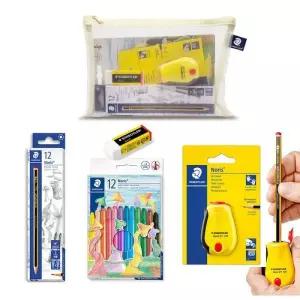 스테들러 어린이 문구세트 색연필 12색 연필깎이 연필 12본 지우개 메쉬파우치