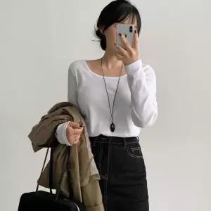 [에이와비] #AWABMADE:_픽스U립넥코튼긴팔티 -4color