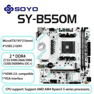 [로로구대]SOYO AMD 게이밍 메인보드 듀얼 채널 지원 RYZEN R3 R5 R7 3000 4000 5000 CPU AM4 소켓 B550M U