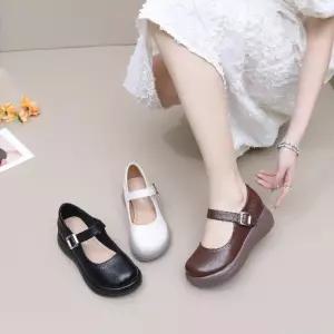 여자 신발 단화 플랫 춘추 소가죽 빈티지 통굽 미들 메리제인 빅사이즈 힛템