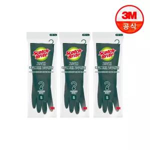 [3M] 고리형 다크그린 고무장갑 소/중/대 (택1)x3개