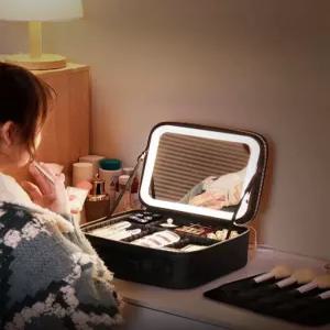 화장품 정리 메이크업박스 조명 파우치 휴대용 뷰티 거울 수납함