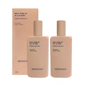 무슈제이 밀크톤업 올인원크림 2개세트 유유빛 간편한피부케어 뭍어남제로 200ml X2