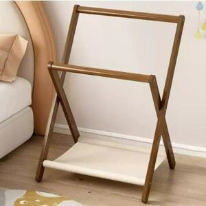 접이식 원목 미니 행거 50cm 미니멀 2단 우드 원룸 옷걸이 수건걸이 스탠드