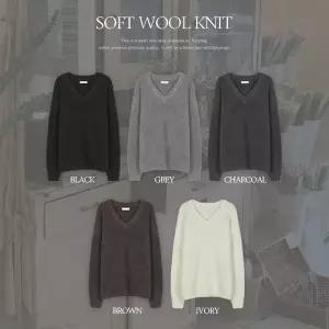 핫핑 [여리무드/폭닥보들] 루빈즈 울 브이넥 오버핏 긴팔니트