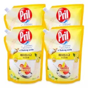 프릴 베이킹소다 주방세제 퓨어레몬향 리필 1L 4개