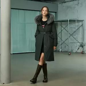 [롯데백화점]에고이스트 인퀼팅 벨티드 폭스퍼 구스 롱다운 ER4TD006