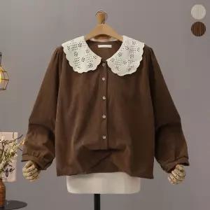 [모노시크] 블라즈 레이스 카라 코듀로이 블라우스_MNBS627