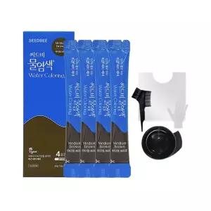 씨드비 물염색 프리미엄 시즌2 새치 커버 시드비 씨비드 1박스 미디엄 브라운+염색볼외 도구