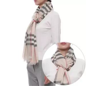 [버버리](마산점) 25FW 여성 체크 울 실크 머플러 (8078782 STONE CHECK W 25F)
