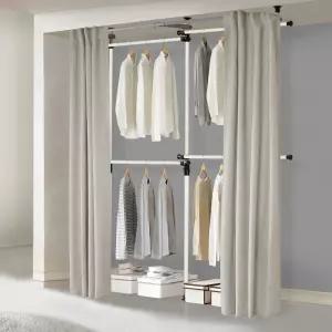 왕자 심플 4단 커튼 행거 노블리안 웜브라운 시스템 드레스룸 옷장 451NOW