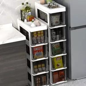 슬라이딩 틈새 수납장 미니 이동식 수납장 다용도실 욕실 정리함 좁은