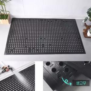 식당 주방 흙 먼지 배수성 논슬립 생고무 현관매트 블랙 150x90 출입구 기관