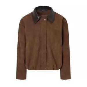 [하프클럽/GGPX]레더 카라 스웨이드 밴딩 자켓 (GPCJK020D)