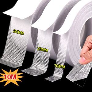 강력 고정 10M 흰색 양면 테이프 10M 헤비 듀티 반투명 메쉬 방수 흔적 없는 강력한 그리드 카펫 접착제