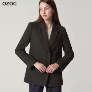 오조크 울블렌디드 헤링본 투버튼 자켓