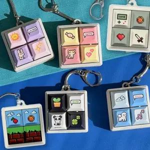 트라이코지 픽셀 레트로 네모 키캡 키링