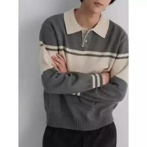 에잇세컨즈 8seconds 컬러블록 칼라 니트  그레이