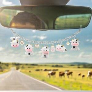 귀여운 행운의 소 자동차 액세서리 - 걸이 장식, 백미러 여성용 오토 인테리어 액세서리, 거울, 아세소리오스 파라 카로, 데코라시온 코체