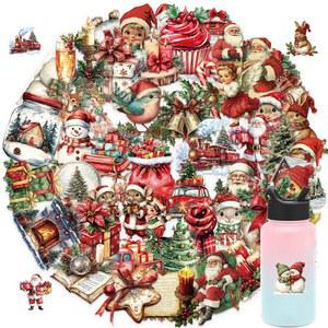 50/100PCS 투명 귀여운 메리 크리스마스 만화 스티커 팩 - 방수 저널 데칼 기타 PET 장식용 노트북