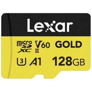 [미국배송] LEXAR 128GB 프로페셔널 골드 마이크로 SD 카드 UHS-II C10 U3 V60 A1 풀 HD 4K 최대 280/100MB/S MICROSDXC 메모리 드론 액션 카메라 휴대용 게임 장치(LMSGOLD128G-BNNNG)용