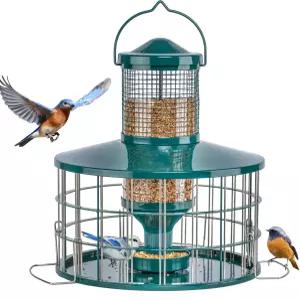 업그레이드된 우리 새 모이통 다람쥐 방지 그릴 크기의 유연한 조정 3파운드 씨앗 용량 DIY 찌르레기 튜브