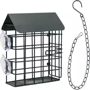 매거디 필즈 창문 수트 버드 피더 - 지붕이 있는 싱글 케이크 홀더 외부 장식 야생 조류 딱따구리 유인