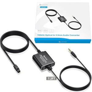 HDTV Blu Ray 게임 콘솔에서 5mm 오디오 스피커로 연결 가능한 eSynic 192kHz DAC 컨버터 2M 6FT 케이블 길이의 광학 5mm 어댑터 알루미늄 합금 사운드바 불가 서라운드 사운드 없음