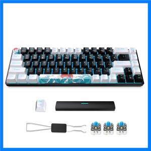 기계식 게이밍 키보드 68키 블루 스위치 및 다채로운 색상 탈착식 타입-C 미니 게이밍 키보드