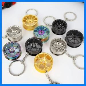 금속 키 체인 자동차 바퀴 허브 자동 로고 키 체인 자동 수리 부품 자동차 미니 타이어 휠 키 체인 12 색